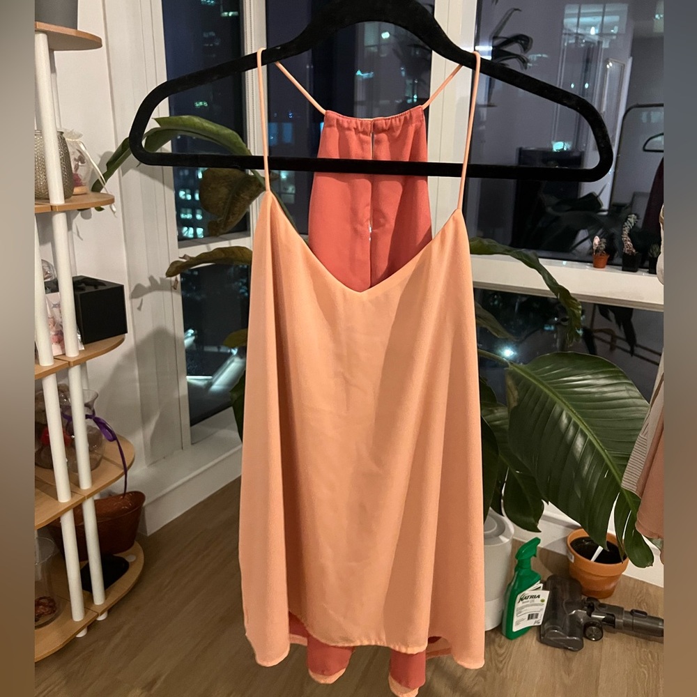 Reversible flowy pink halter tank top